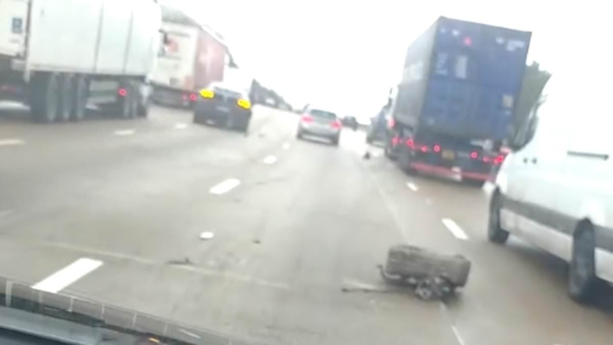 New footage shows extent of Tottenham star's £400,000 Ferrari crash - after Randal Kolo Muani was left stranded by tyre blowout