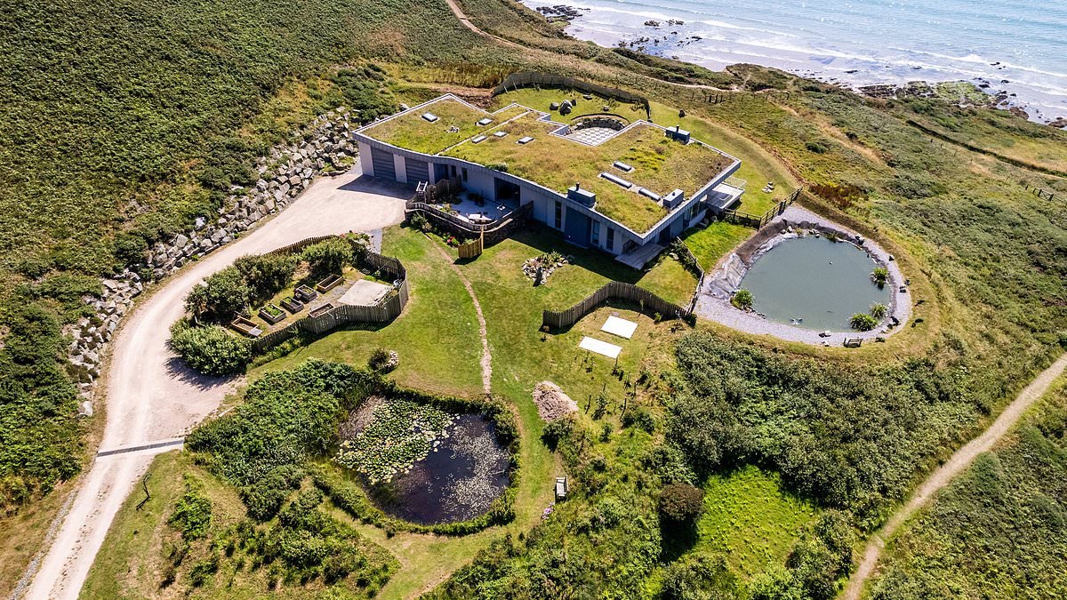 'Hobbit home' once voted property of the year that comes with sweeping views, grass roof and a pizza oven goes up for sale for £4.5million