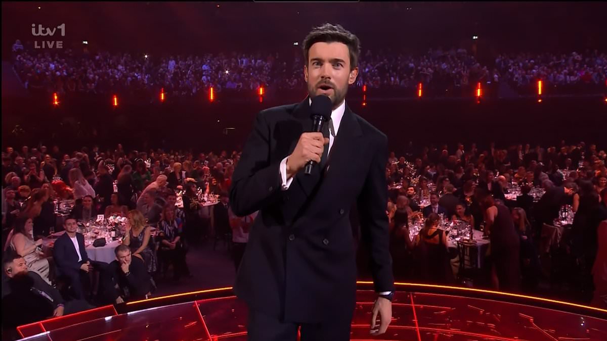BRITs host Jack Whitehall takes swipe at the BAFTAs N-word Tourette's controversy as he jokes about 'bleeping' swearing while opening the ceremony for the sixth time