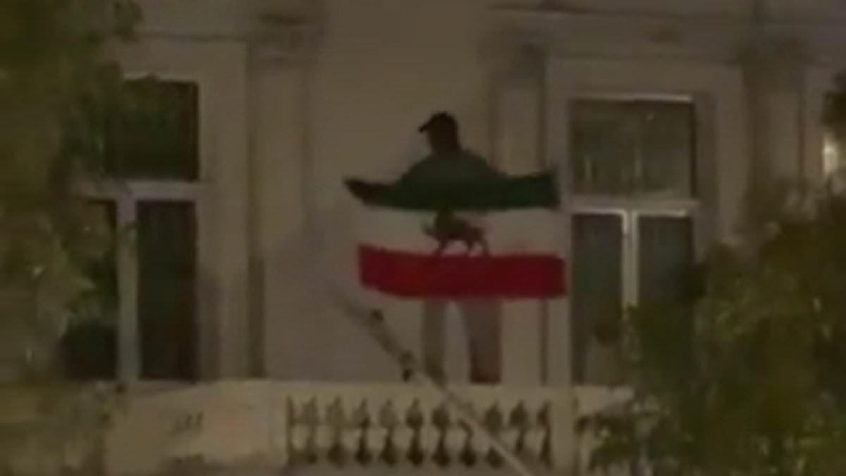 Police were injured in angry clashes with protesters outside Iran's London Embassy as Met reveals it arrested 14 after activist scaled roof and removed flag