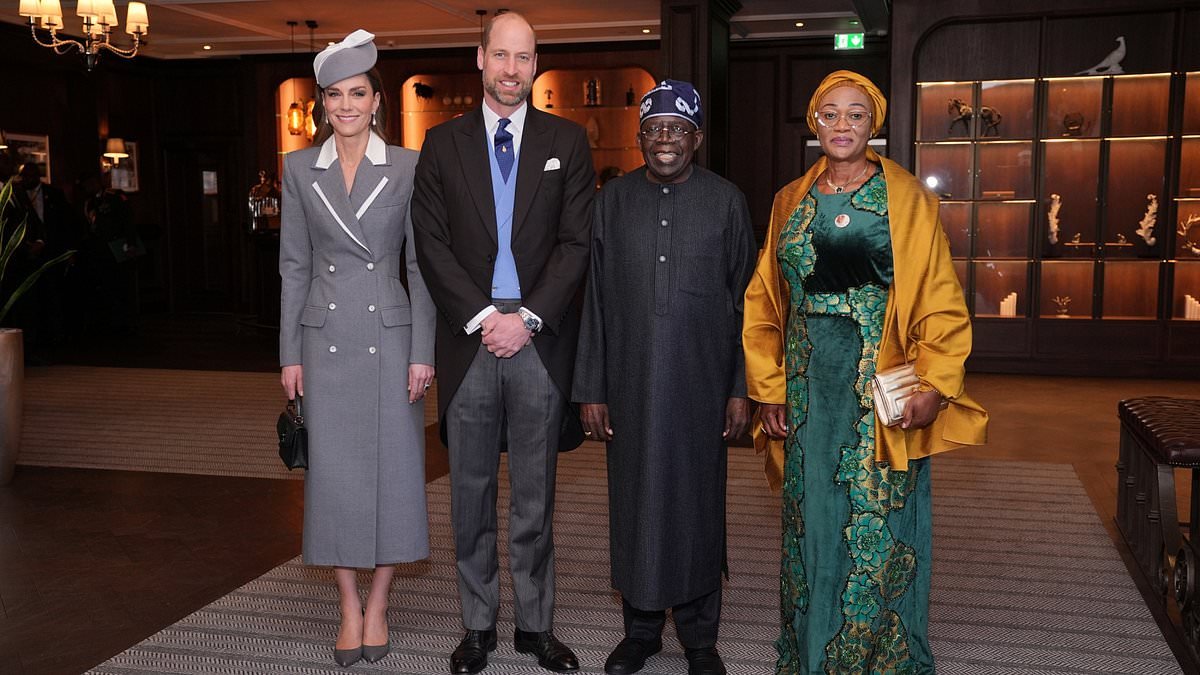 William and Kate welcome Nigerian president Bola Tinubu and his wife as King prepares to host Windsor Castle banquet for state visit