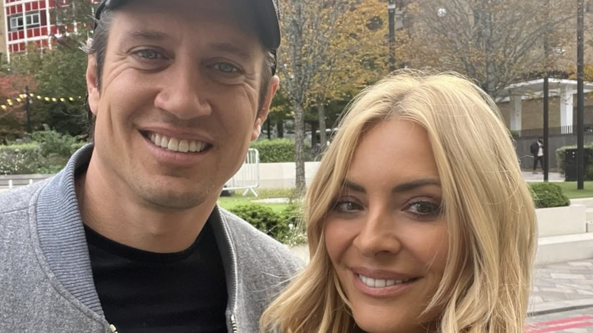 Tess Daly and husband Vernon Kay pose for sweet selfie and return to 'where it all began' at Television Centre - as presenter covers up his new hair transformation