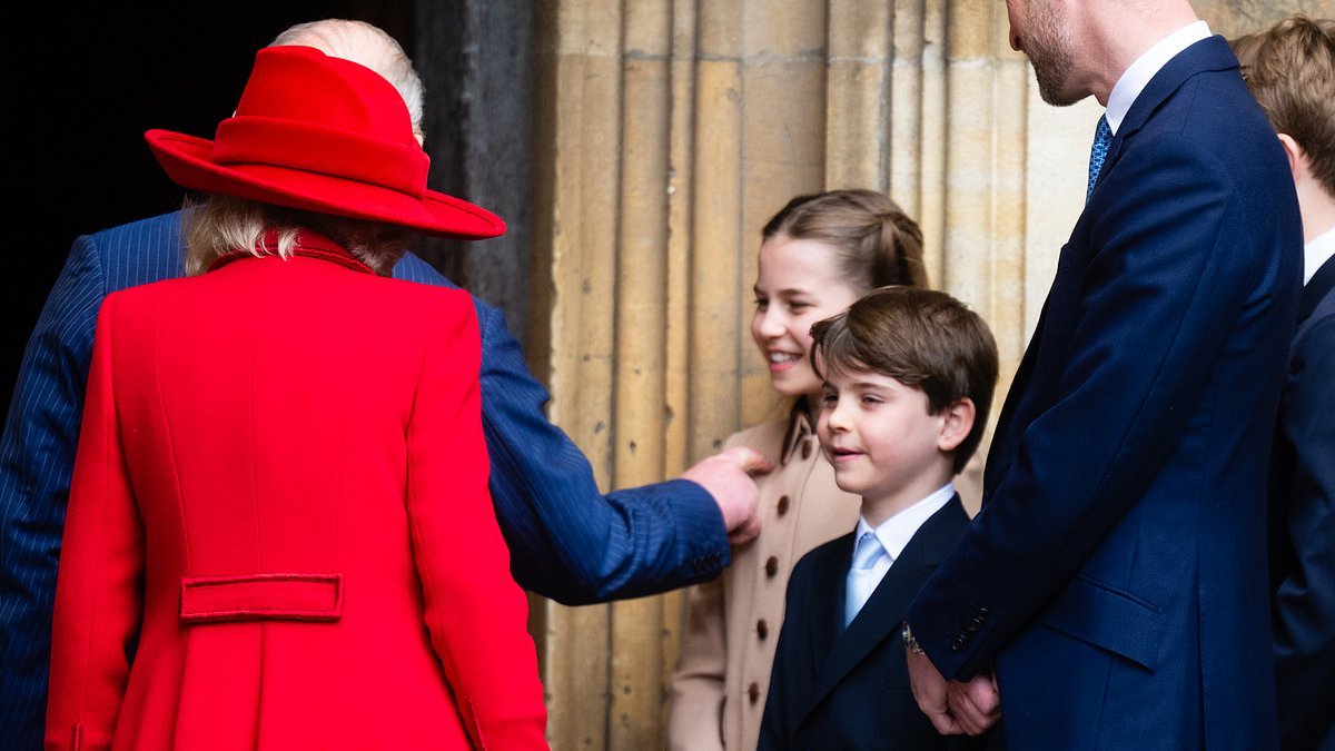 Princess Charlotte steals the show and gets a loving pat from her grandfather Charles as Royal Family presents a unified front at Easter Sunday service