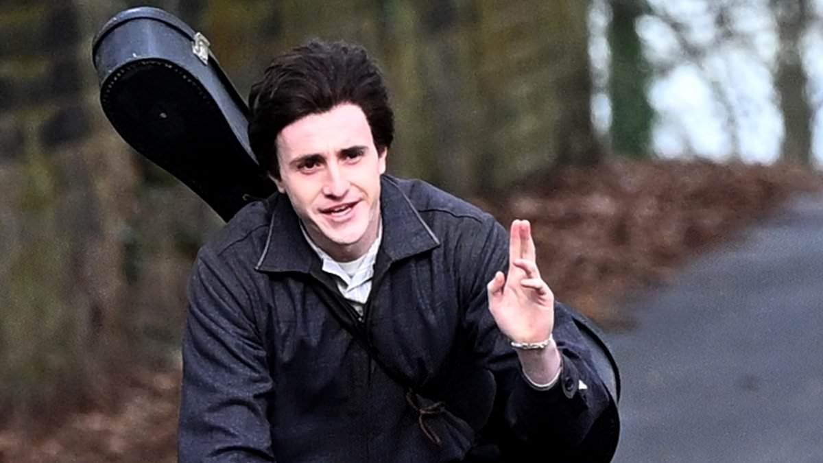 Paul Mescal is pictured in character as boyish Paul McCartney for the first time since BAFTA loss as actor returns to work on Beatles film anthology