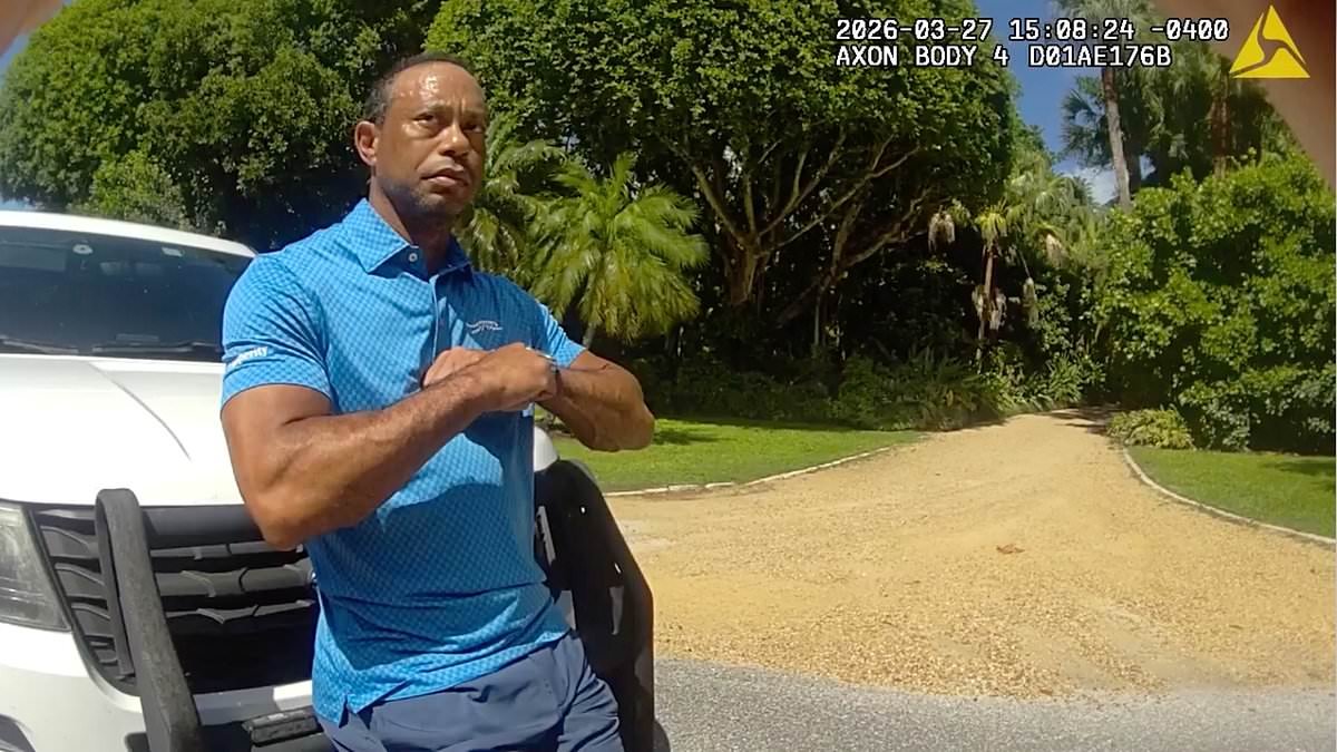 New bodycam footage shows moment unsteady Tiger Woods fails sobriety test and is handcuffed after car crash