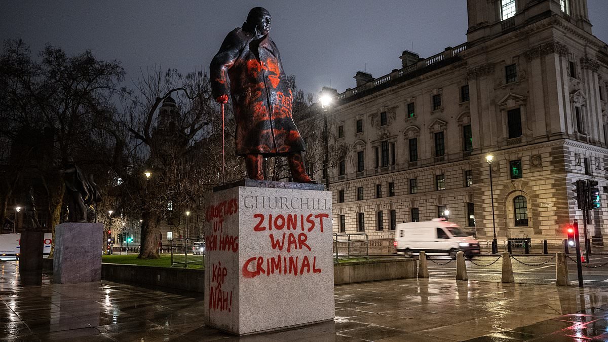 Man is charged with criminal damage after Winston Churchill statue was defaced with graffiti
