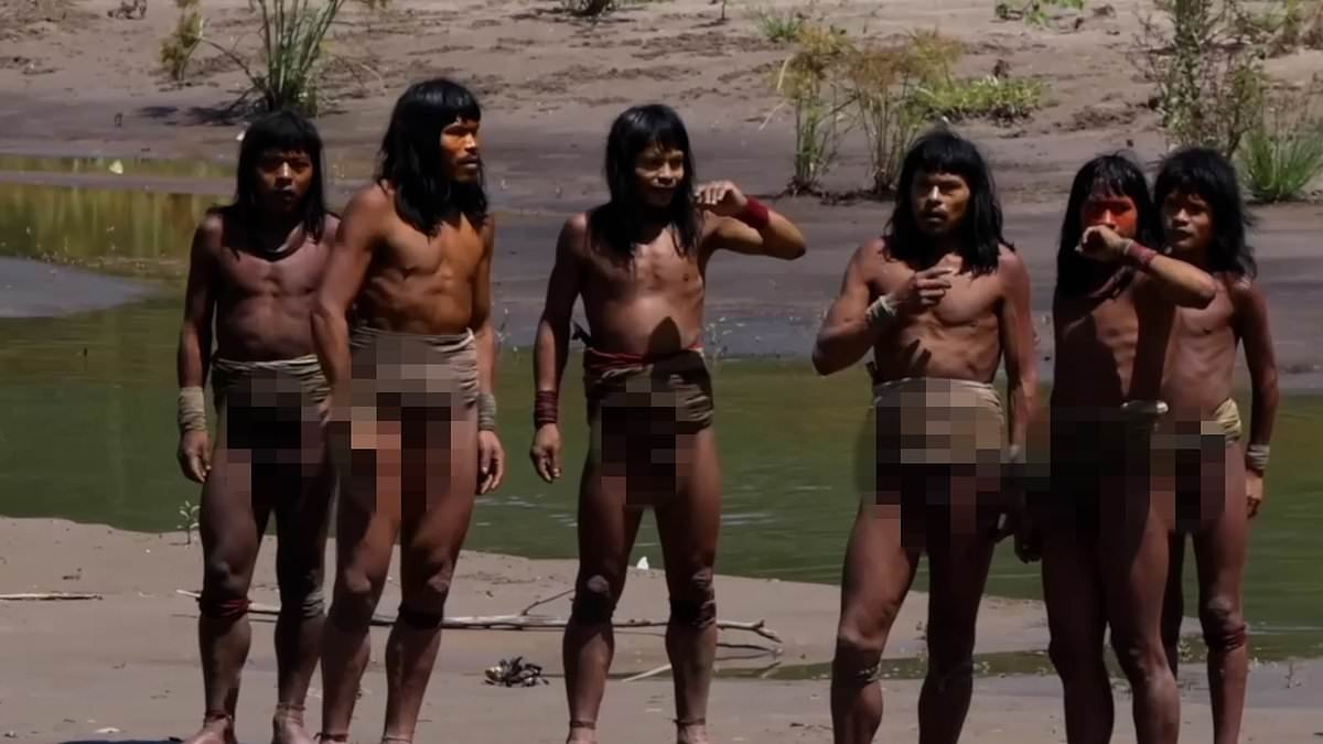 Incredible 'world first' footage shows spear-wielding hunters from world's biggest uncontacted Amazon tribe