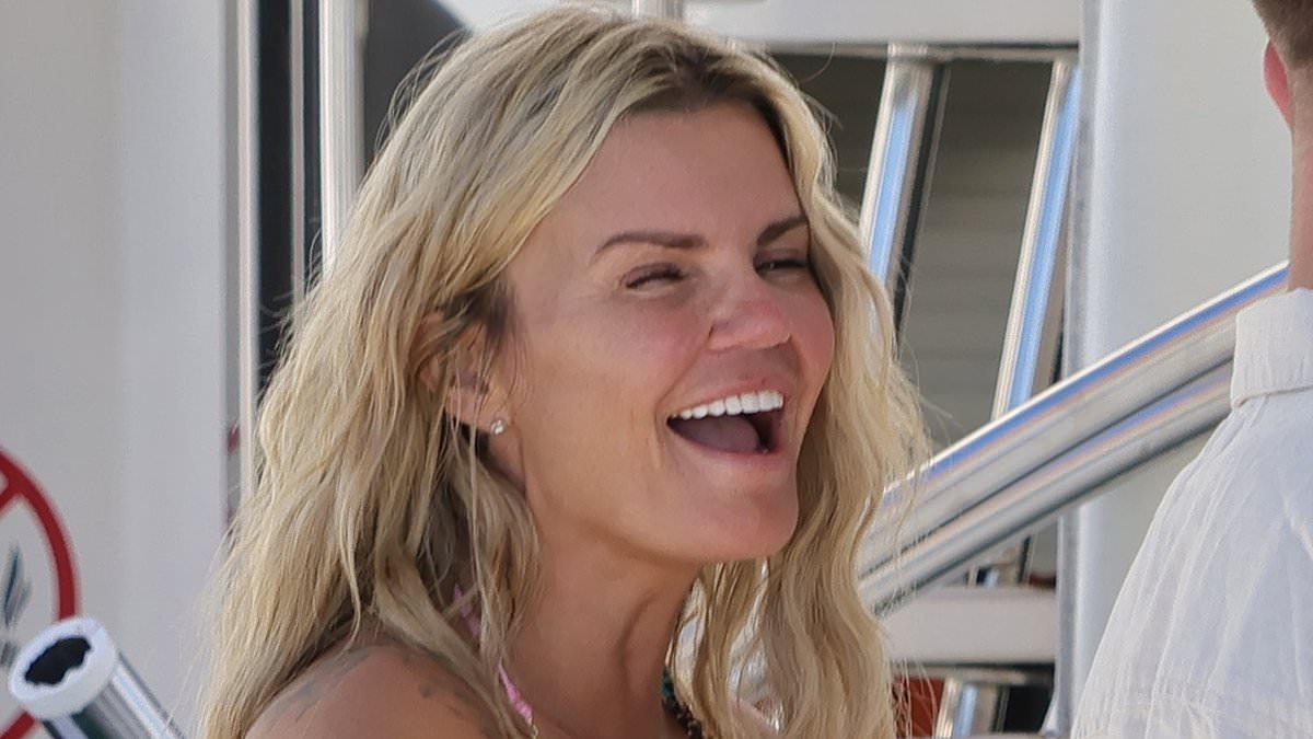 Bikini-clad Kerry Katona, 45, packs on the PDA with boyfriend Paolo Margaglione, 33, during sun-soaked yacht trip as she is seen for the first time since being rushed to hospital over a suspected stoke