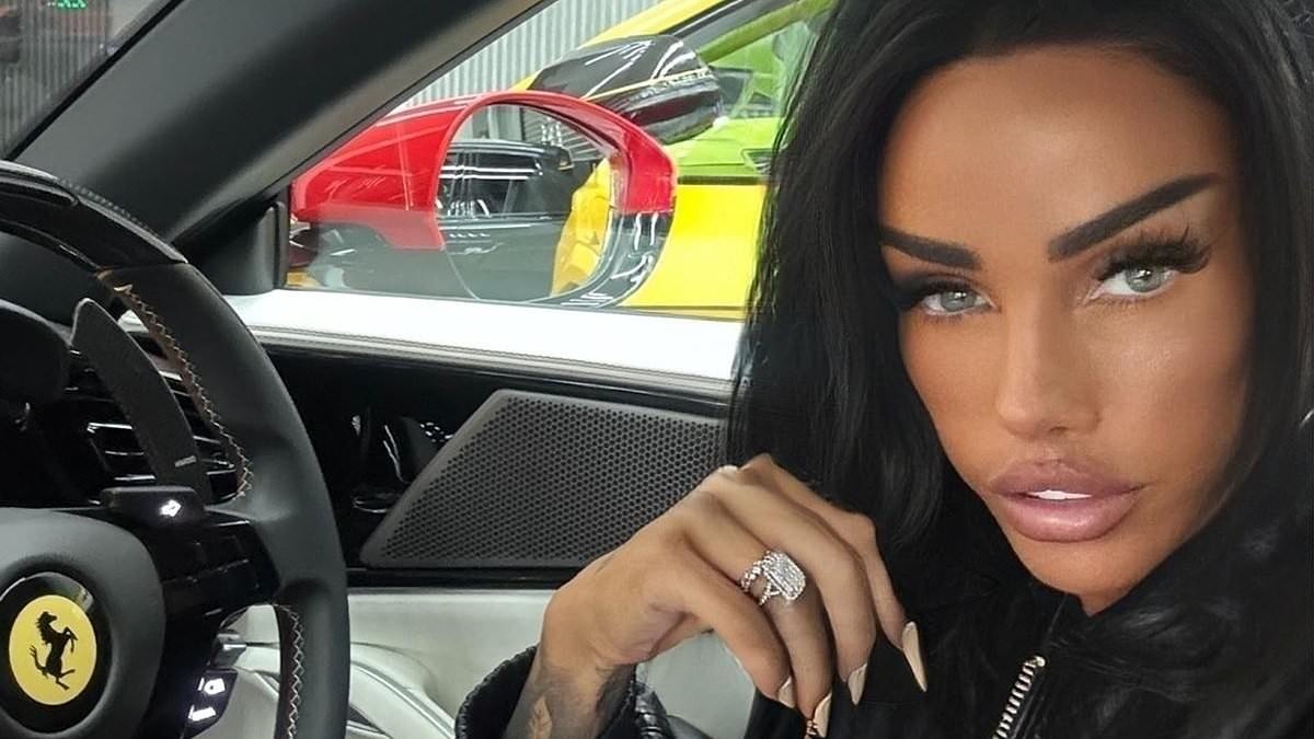Katie Price poses in her £180k Ferrari 'wedding present' as her new husband Lee Andrews' exes warn her to 'run for the hills' as they brand him a 'lying swindler who preys on women'