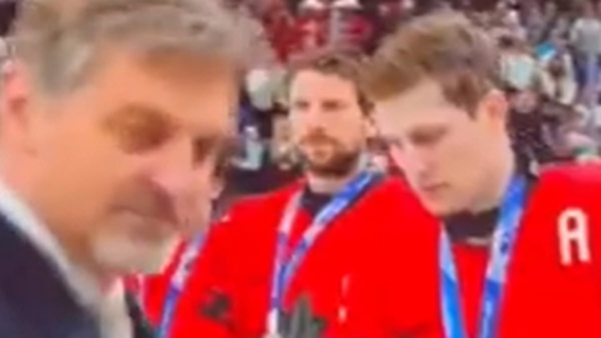 Furious Canada hockey star goes viral for awkward moment he's given a stuffed toy after losing gold to USA