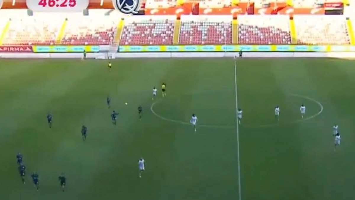 Terrifying moment footballers run from the pitch for safety in Mexico as they hear 'explosions' while violence erupts across the country after drug lord was killed months before the World Cup