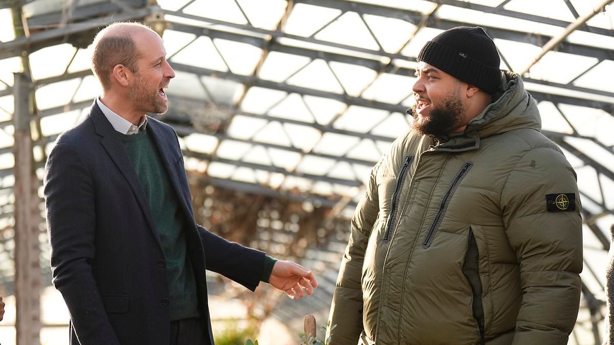 Great to meet Zuu! Prince William is introduced to popular rapper and tries his hand at potting plants in support of youth empowerment programme
