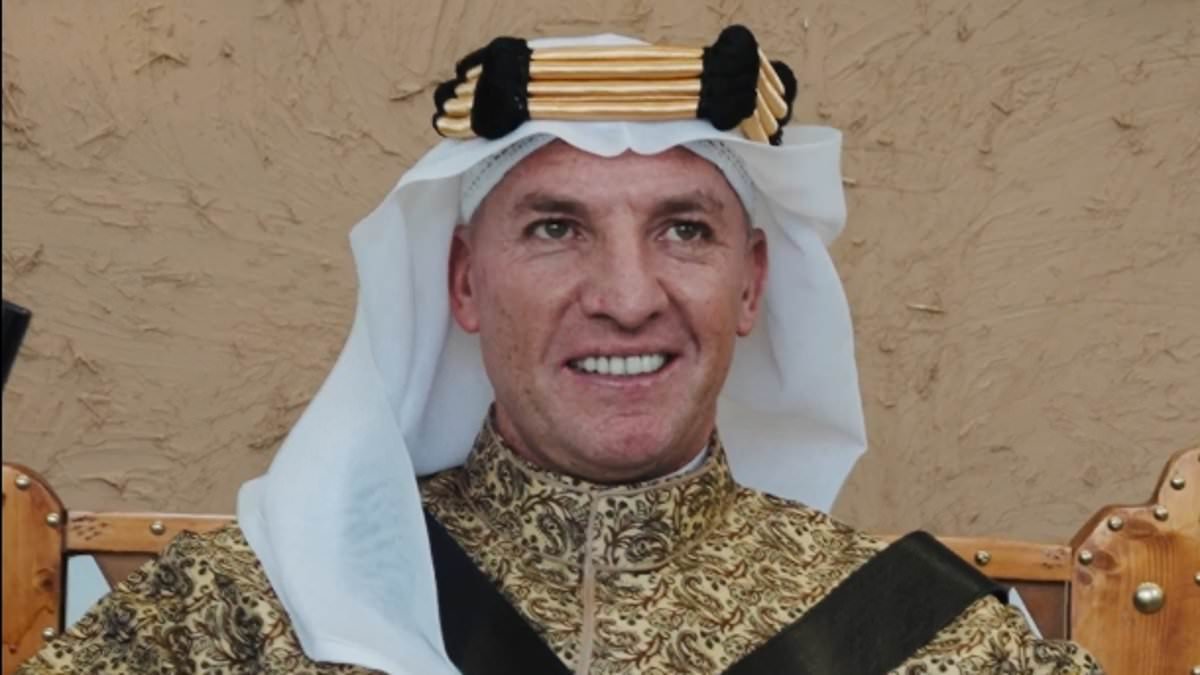 Ex-Liverpool and Celtic boss Brendan Rodgers transforms into 'Sheikh Brendan', posing in Saudi traditional dress and with a gun in promotional video so brazen it 'looks like AI'
