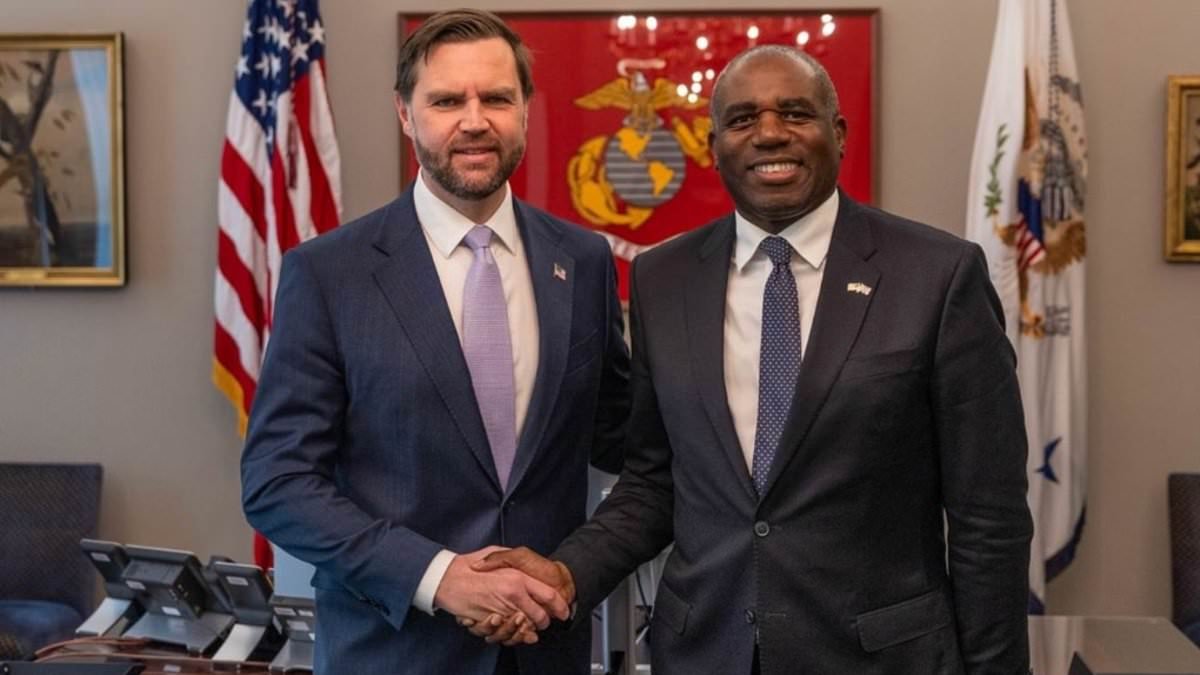 Deputy PM David Lammy holds talks with 'friend' JD Vance in Washington as he desperately tries to repair 'Special Relationship' after Iran meltdown