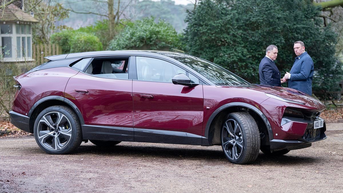 King Charles and Queen Camilla seen for the first time in their new electric £160,000 Lotus Eletre sportscar that he jokes is 'silent but deadly'