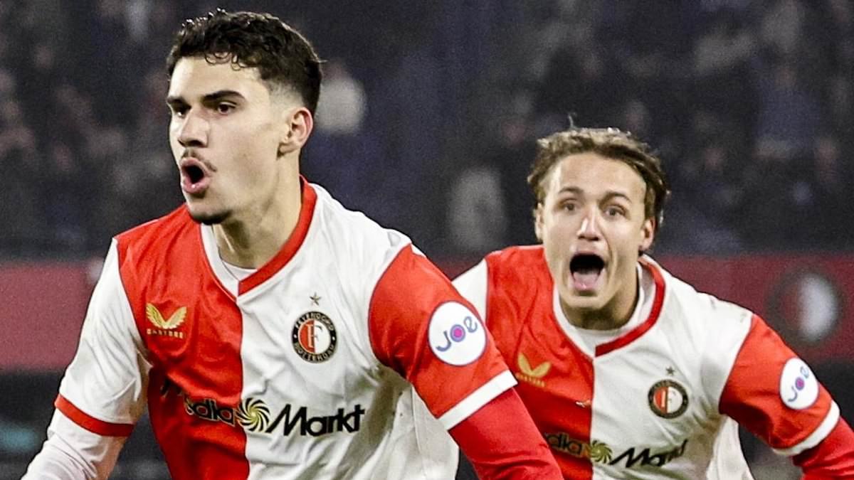 Like father like son: Premier League legend's 19-year-old offspring scores outrageous first two goals of his senior career that are VERY reminiscent of his dad. Can YOU guess who his father is?