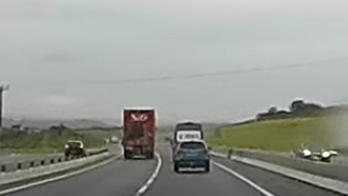 Moment reckless driver undertakes lorry using the slip road - but that's not the motorist who enraged viewers of this clip the most