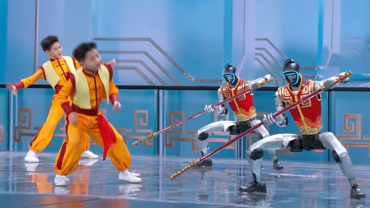 Rise of the KUNG FU robots! Watch as China's humanoids perform kicks, flips, and nunchuck moves - while standing metres away from children