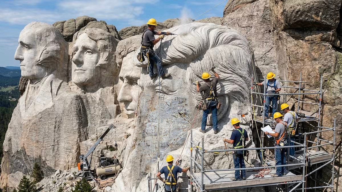 Taking shape: The new face of Mount Rushmore