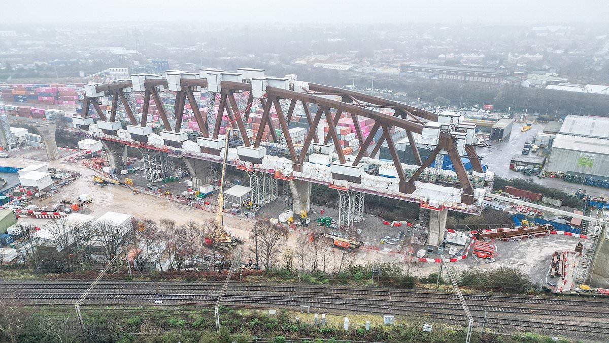Families living near 150m HS2 bridge named after Jude Bellingham complain 'Godzilla-like' structure leaves their homes in shadow