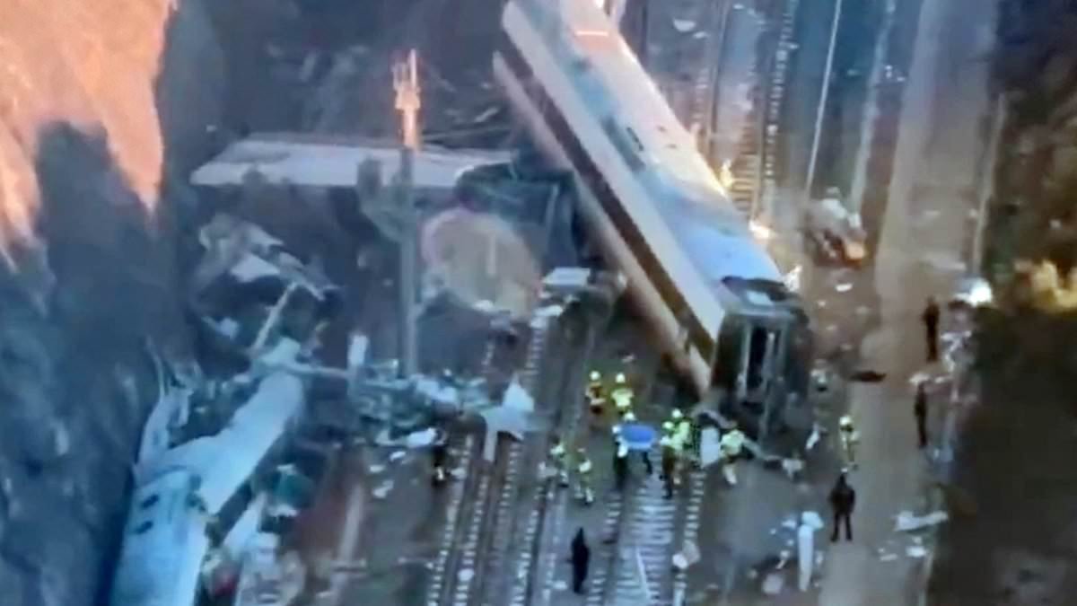 Tragedy as six-year-old girl loses her parents, brother and cousin in 125mph Spanish train disaster that left at least 39 dead