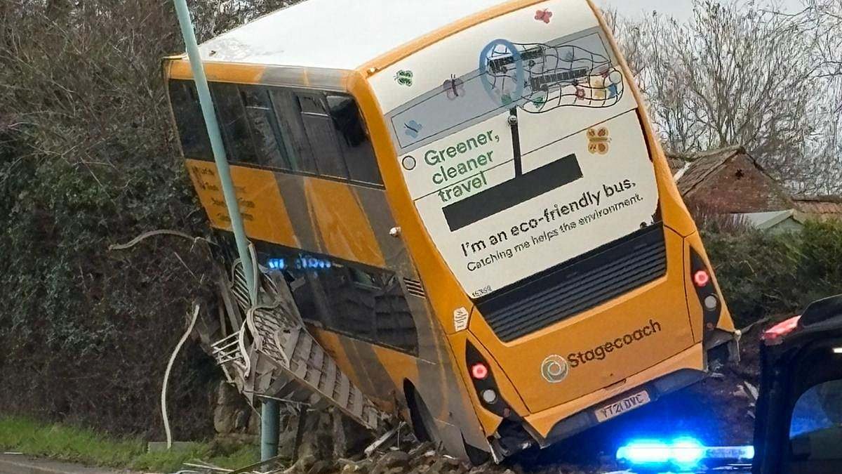 Two people taken to hospital after crash involving a double-decker bus and car