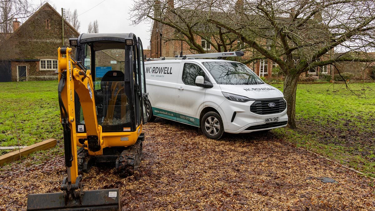 Workers install Sky TV and security fence at 'Andrew Mountbatten-Windsor's next home' on Sandringham farm as he prepares to leave Royal Lodge