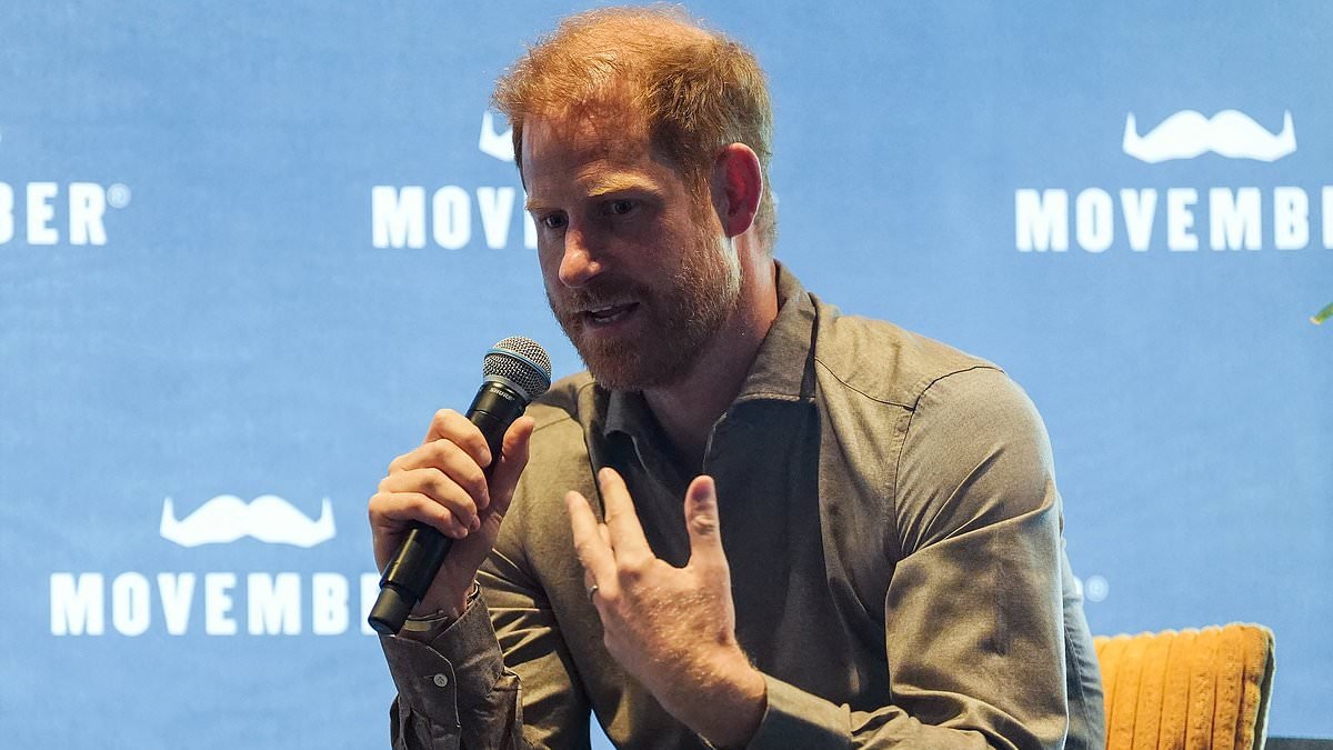 Prince Harry admits 'struggles' of being a father and 'disconnection' to son Archie as he says he needed to be 'cleansed of his past' at talk on men's mental health on second day of Australian quasi royal tour