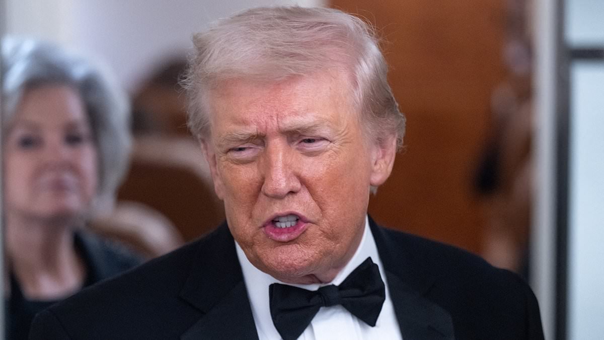 Tuxedo-clad Trump issues latest threat to Iran on Air Force One as he claims 'big powerful ships' are on their way
