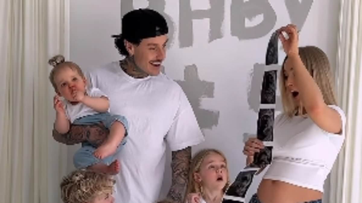 Ex On The Beach's Helen Briggs, 30, and Chet Johnson, 35, announce they are expecting their fifth child in six years as famous friends rush to congratulate