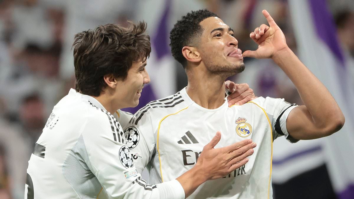 Bellingham the boozer! Real Madrid star Jude mocks YouTuber who said he 'loves alcohol too much' and has been to 'every nightclub in Spain' with 'drinking' goal celebration