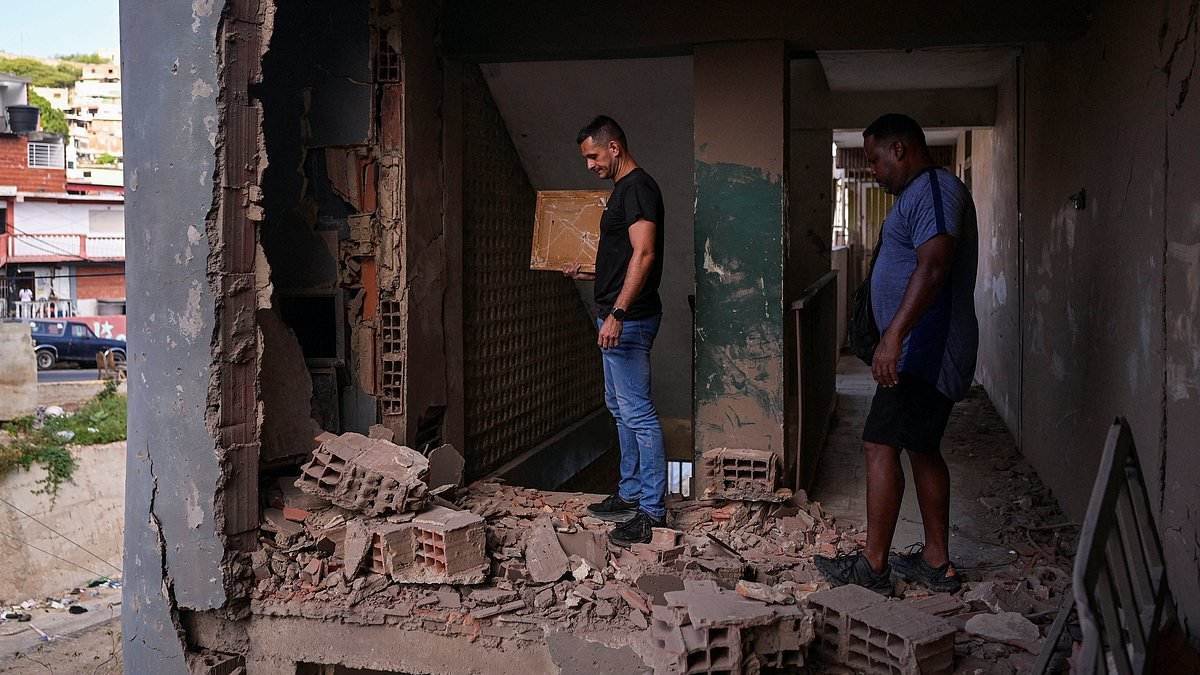 Moment Venezuelan neighbor walks through apartment residents say was damaged during US raid