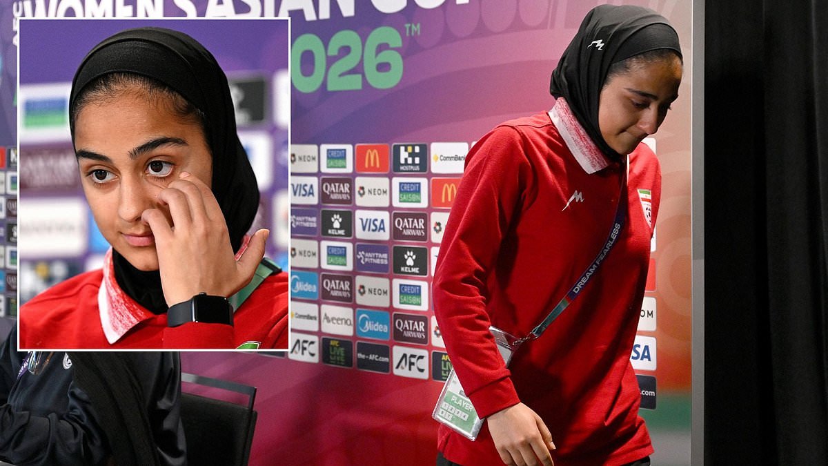 Iranian soccer star who refused to sing the national anthem in brave protest breaks down in tears as she opens up about the impact of the war