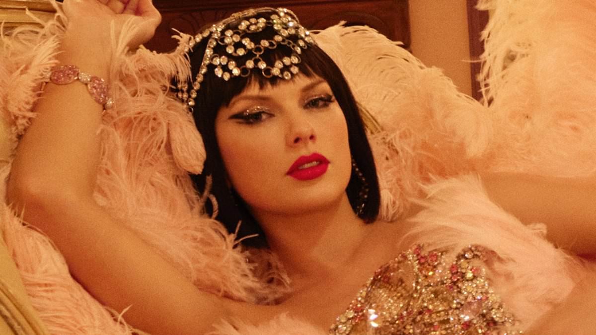 Taylor Swift pays homage to Elizabeth Taylor in a bejewelled Cleopatra head piece, sequins and feathers for new single artwork