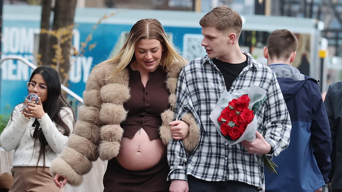 Freddy Brazier and his pregnant ex Holly Swinburn pack on the PDA as they're pictured for the first time since confirming they're back together and 'stronger than ever' after bitter row