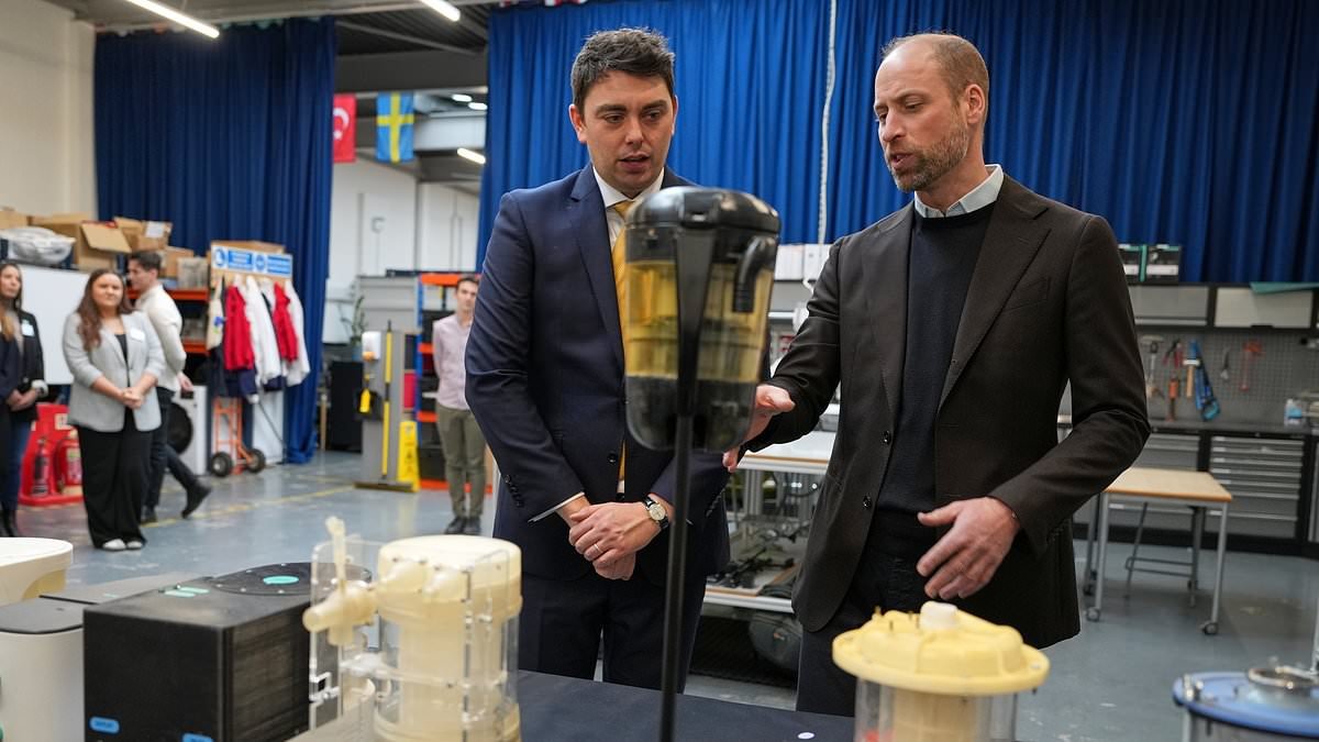 Prince William indulges in his passion as he visits Earthshot Prize finalist fighting against microplastics in Bristol - ahead of trip to see Britain's most powerful supercomputer