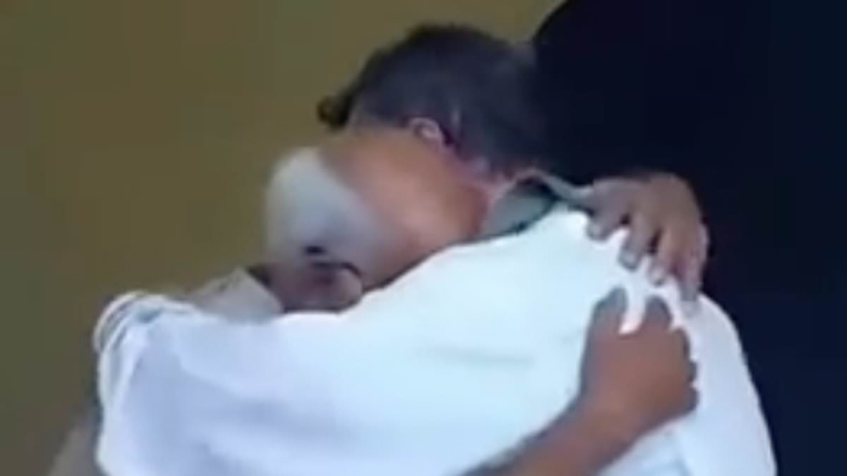 Tear-jerking moment elderly churchgoer interrupts priest administering holy communion after learning his grandson, 20, had died