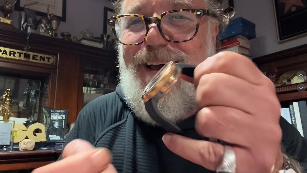 Russell Crowe delights fans as they discover Hollywood star's secret TikTok account where he shares his 'obsession' for luxury watches: 'From Gladiator to watch vlogger is the character arc nobody saw coming!'