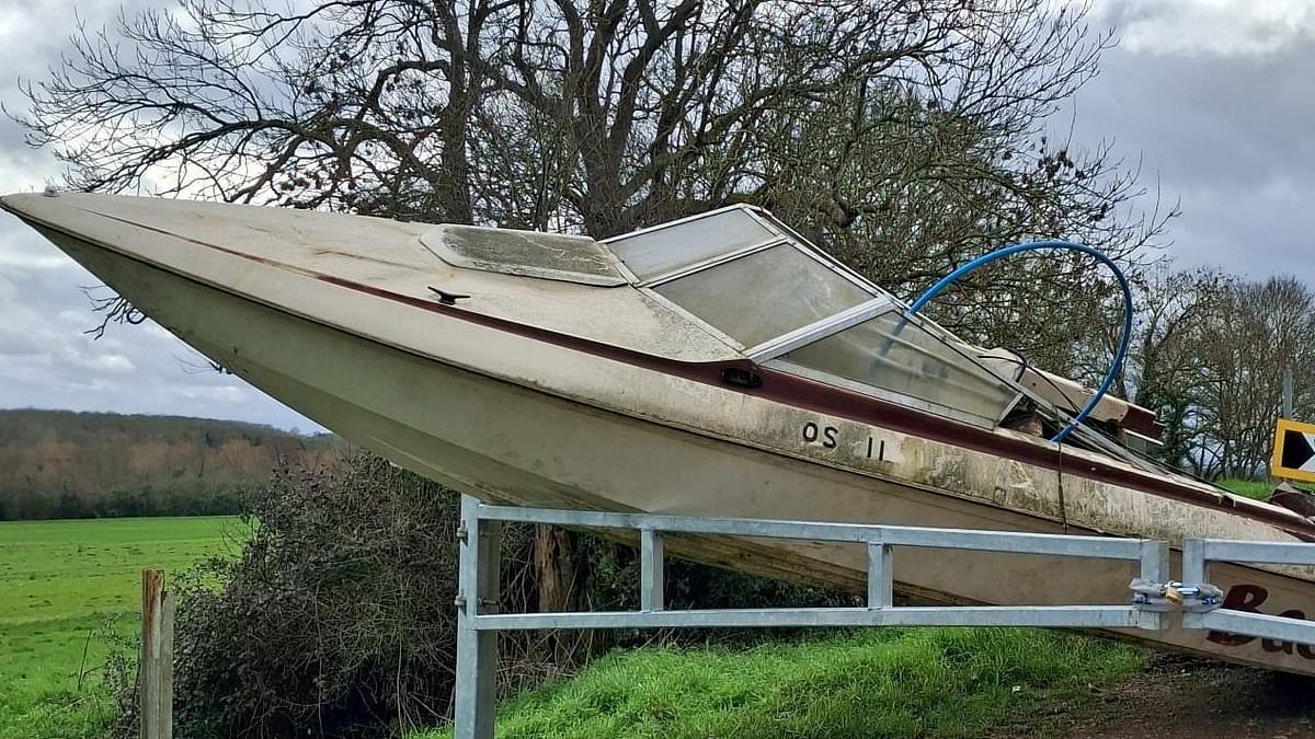 Outrage as fly-tippers dump whole speedboat in rural beauty spot more than 50 miles from the sea