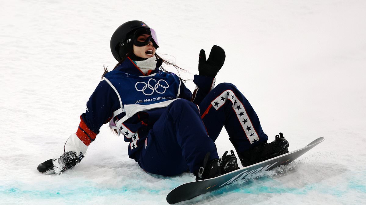 Heartbreak for Team USA's Chloe Kim as she falls to miss out on halfpipe THREEPEAT in front of NFL boyfriend Myles Garrett