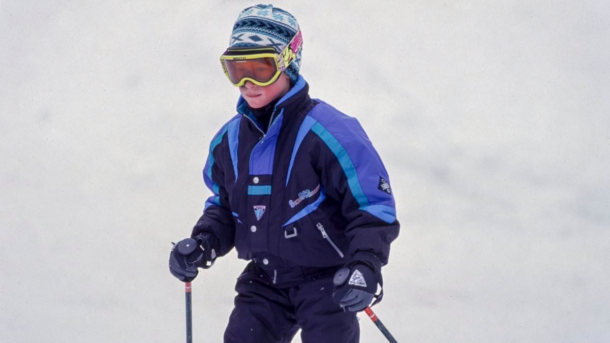 Like father, like son! As Meghan Markle delights fans with 'adorable' clip of Archie skiing, these pictures of a young Prince Harry show the apple doesn't fall far from the tree...