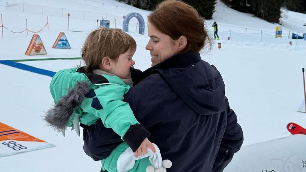 Eugenie was on family skiing holiday when Andrew was arrested: Princess spotted in Swiss resort of Gstaad with her husband and children as her father was interviewed by police