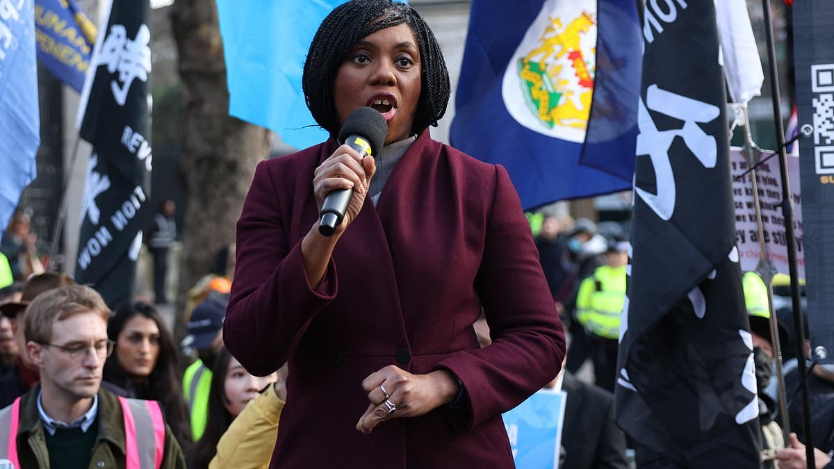 Kemi Badenoch joins protesters outside China's proposed new 'mega-embassy' as experts warn Beijing could use it as a European spy hub