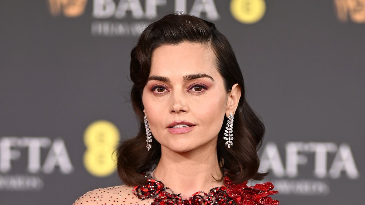 Braless Jenna Coleman makes rare red carpet appearance in a racy sheer Giorgio Armani Privé gown as she attends the EE BAFTA Film Awards 2026