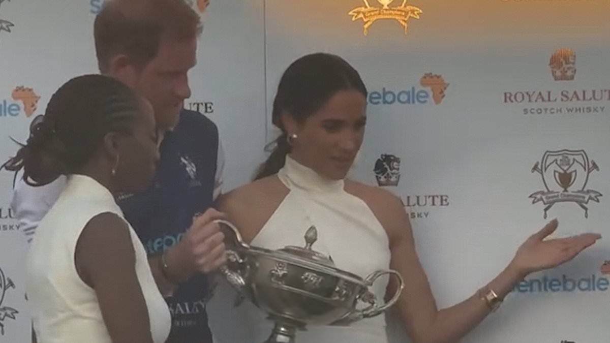 The viral Meghan moment that laid bare rift between Harry and Sentebale chief: Video shows duchess moving charity boss out of way at Polo event - as Duke is sued for libel at High Court