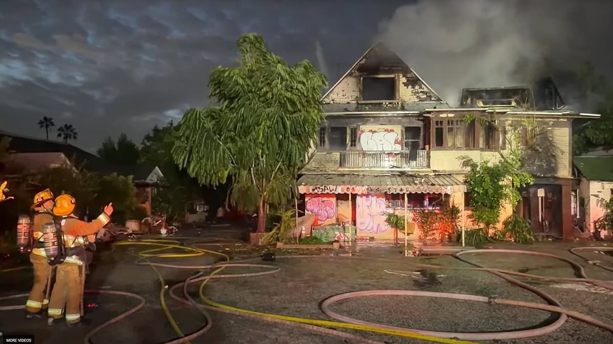 Iconic 120-year-old Hollywood motel where hit movies were filmed and rock stars once lived goes up in flames