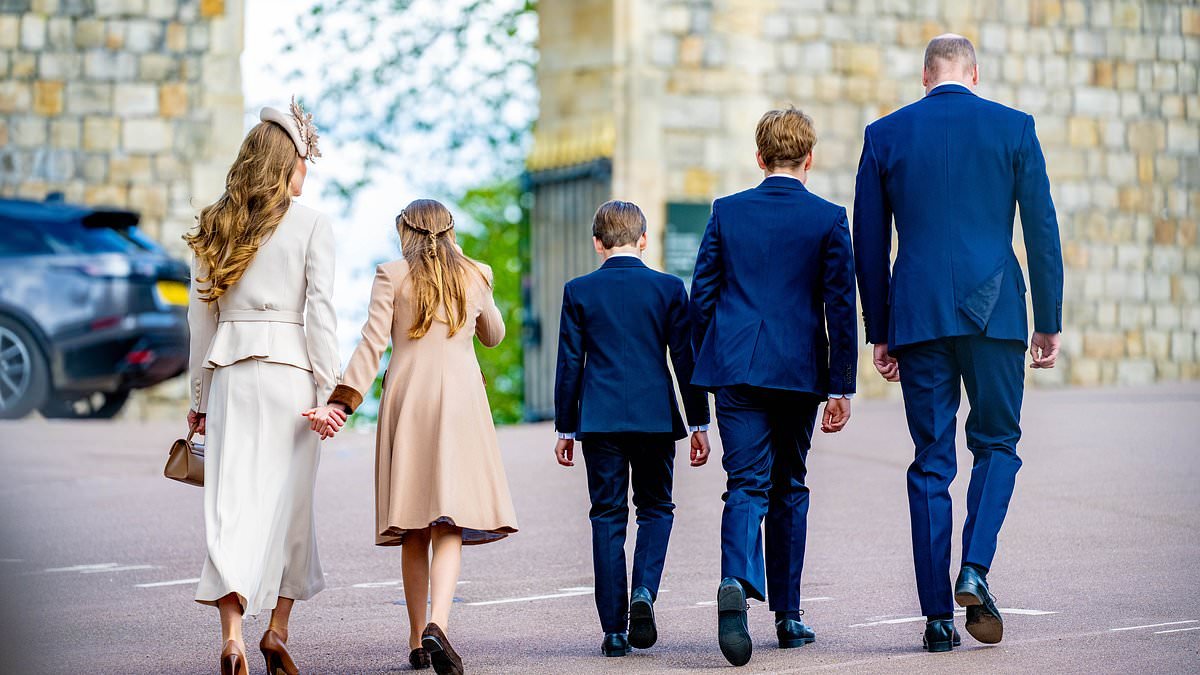 Kate and Charlotte hold hands in sweet picture as they walk from Easter Sunday Windsor service