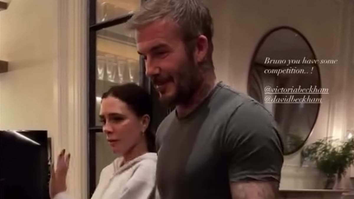 David and Victoria Beckham dance away their family woes as they lark around with daughter Harper amid feud with estranged son Brooklyn