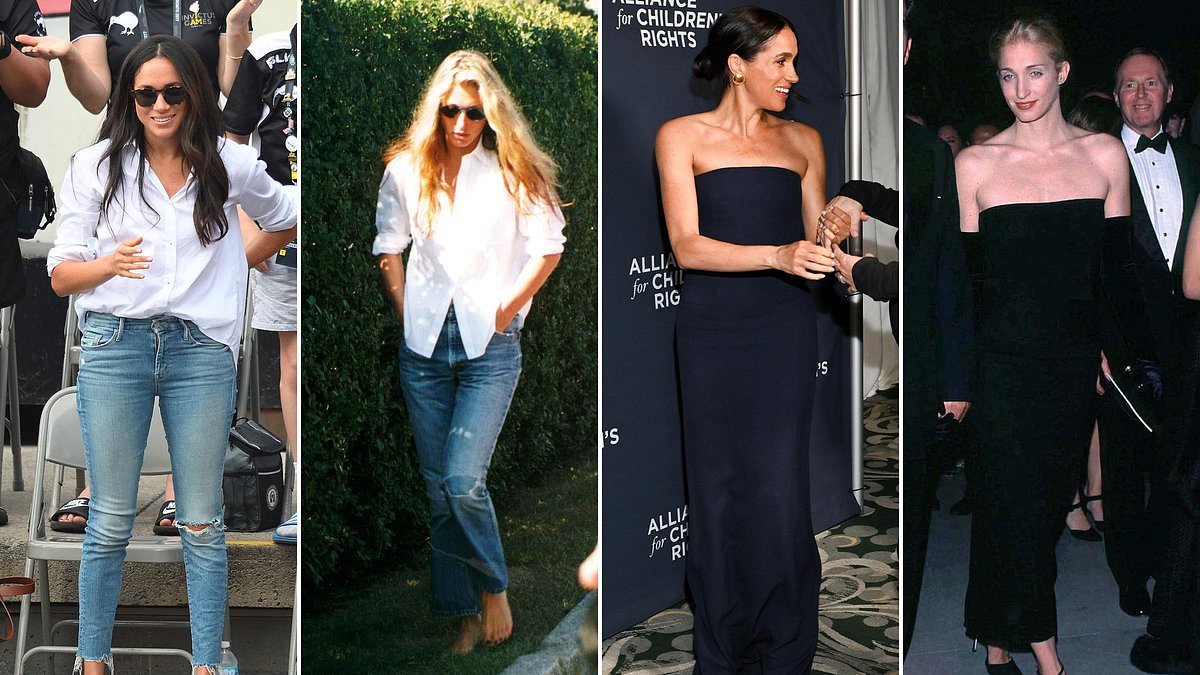 Meghan can't resist the 'CBK effect'! Duchess of Sussex's 'quiet luxury' looks that are nearly identical to Carolyn Bessette Kennedy's most famous outfits