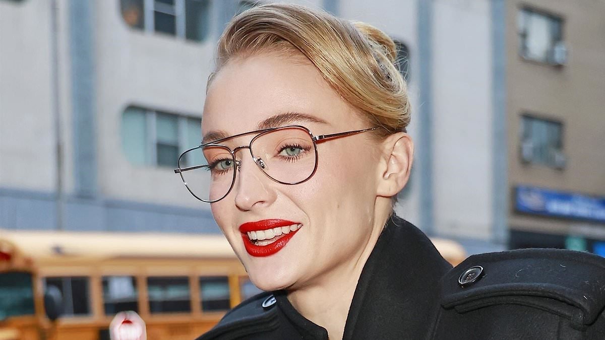 Sophie Turner shows off her high-fashion glow-up as she arrives at the CBS studios after revealing she's been training for a year to reprise her role as Tomb Raider's Lara Croft